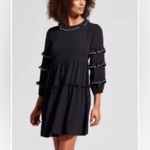 Who What Wear | Black White Trimmed Dress